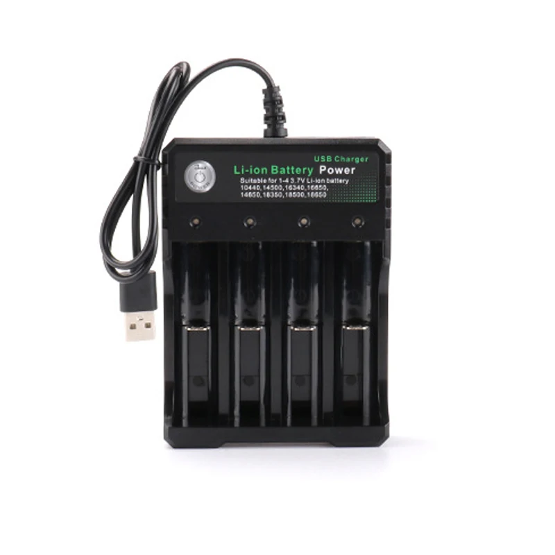 

DC 4.2V/1A 18650 USB Charger 4-slot Li-ion Battery USB Charger Adapter for Battery 18350 16340 18500 26650 18650 14500