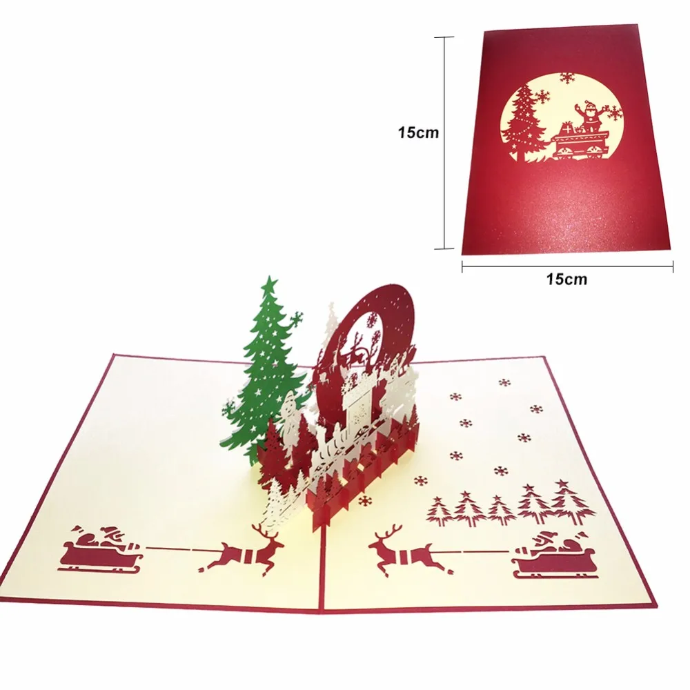 1 шт 3D Рождественские открытки поздравительная бумажная открытка ручной работы Персонализированные Сувениры открытки Свадьба День Рождения Декор