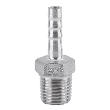 

WALFRONT BSP 1/4" Stainless Steel SS304 Male Thread Pipe Fitting Barb Hose Tail Connector Joint Coupling Connector 6-12mm