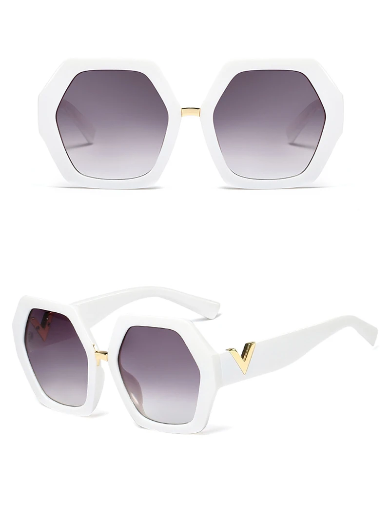 Peekaboo белые шестиугольные солнцезащитные очки для женщин большой полигон Летняя мода солнцезащитные очки для женщин негабаритных черный uv400