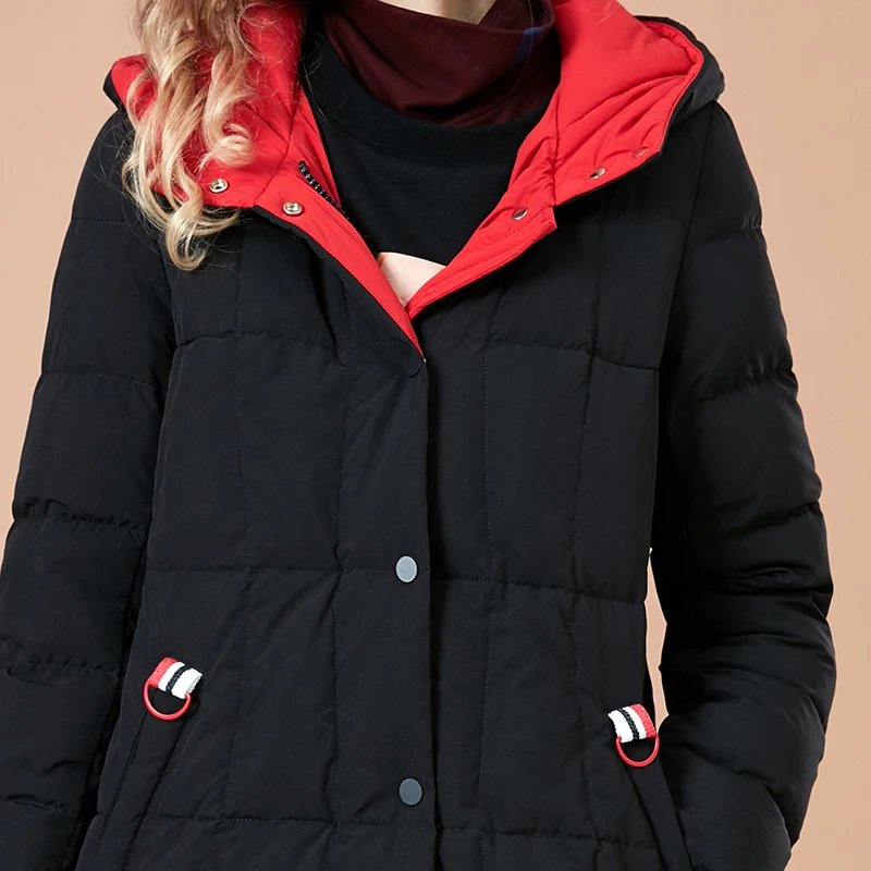 ARTKA Women 2018 Winter 90% White Duck Down Coat Contrast Color Hoodies Female Fashion Thicken Jacket Coats YK10089D