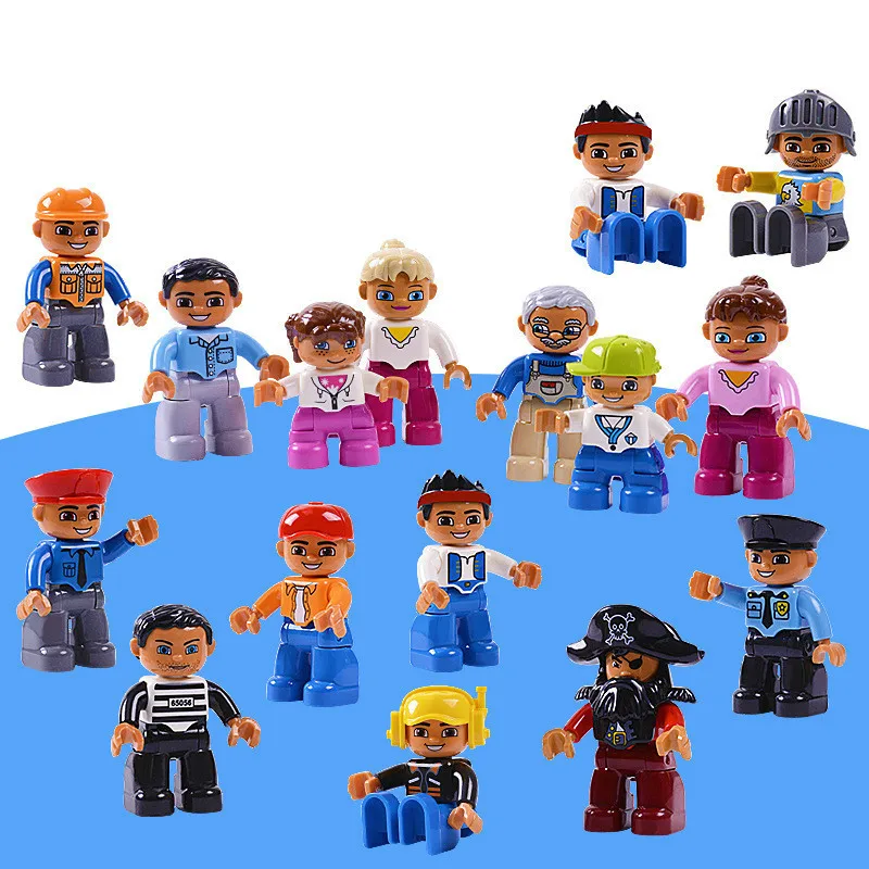 

Single Sale Big Size Pirate soldier Pilot Building Blocks Character Compatible With Legoingly Duplo Figures Toys For Baby Kids