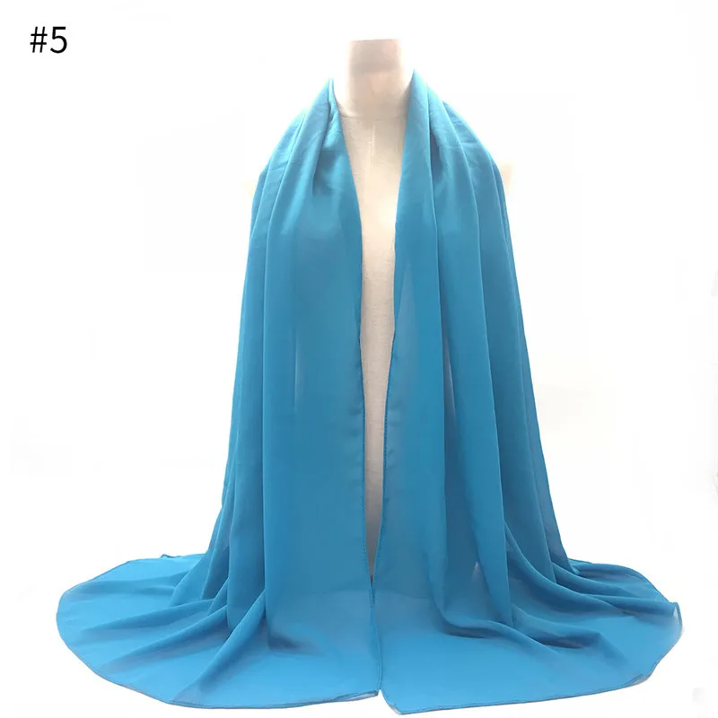 70*180 см сплошной цвет шифон женский обернутый шарф арабское, турецкое внутреннее мусульманский хиджаб Леди шаль тюрбан ислам головной