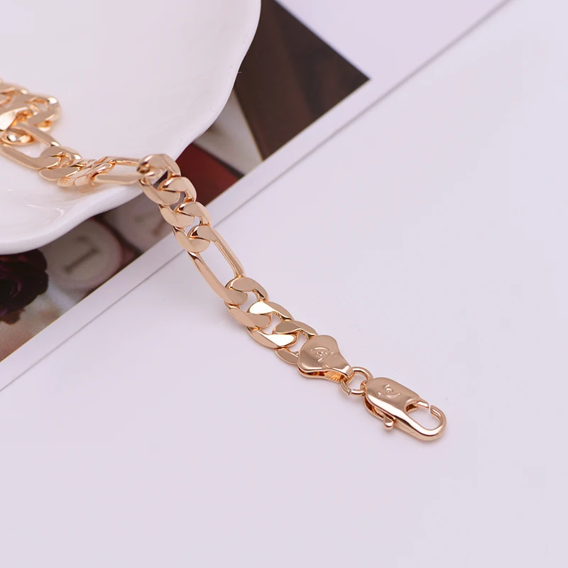 MxGxFam(20 см* 6 мм) модный браслет из цепочки для мужчин ювелирные изделия золотого цвета 18 К без свинца и никеля