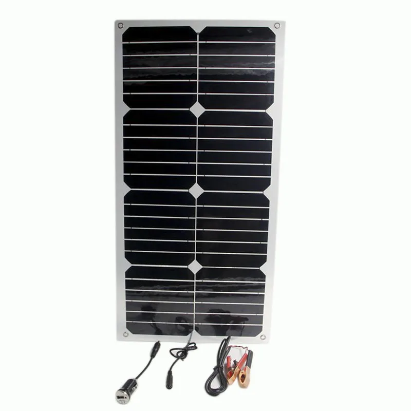 

24W Solar Panel Double 12V USB Portable Power Bank Board External Battery Charging Solar Cell Board Crocodile Clips Car charger