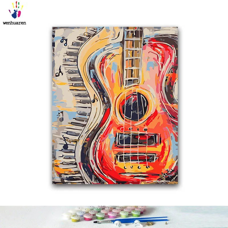 

DIY Coloring paint by numbers guitar paintings by numbers with kits 40x50 framed