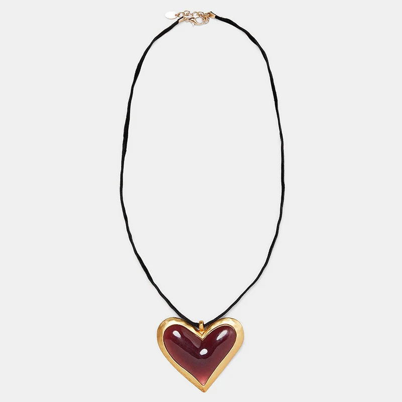 

Dvacaman ZA Red Heart Statement Necklace Women Valentine's Day Gift Party Long Pendant Necklace Choker Collar Custom Jewelry AX2