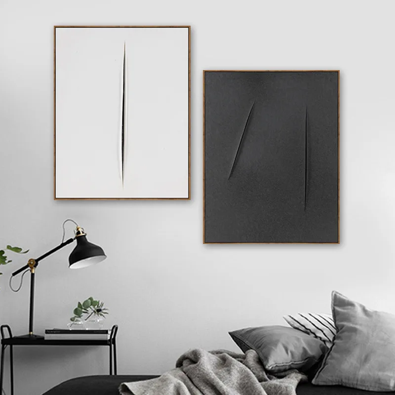 

Nordic black and white abstraction entrance decorative painting home living room sofa mural simple atmospheric stair painting