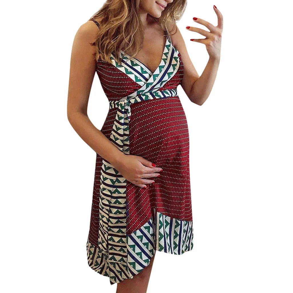 

Women Dress Maternity Photography Props Stripe Dresses For Pregnant Nursing Breastfeeding Summer Backless Maternity Dress