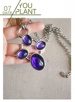 

HOT SELLIN GDYRBERG/KERN punk Square crystal purple pendant long necklace IN STOCK