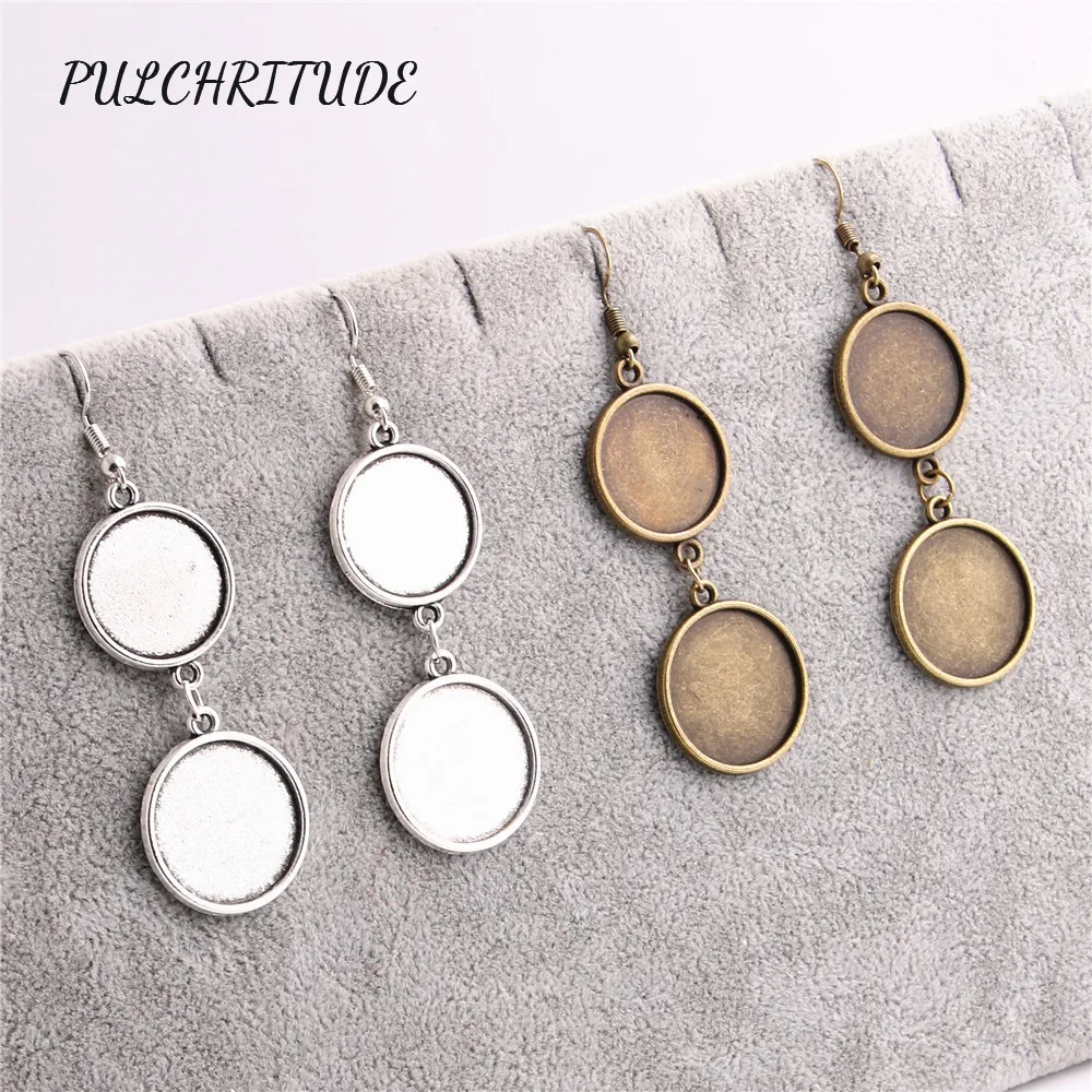 

PULCHRITUDE Metal Alloy Antique Silver 10pcs Fit Round 18mm 20mm Cabochon Settings Diy Earrings Back Diy Jewelry Making C1400