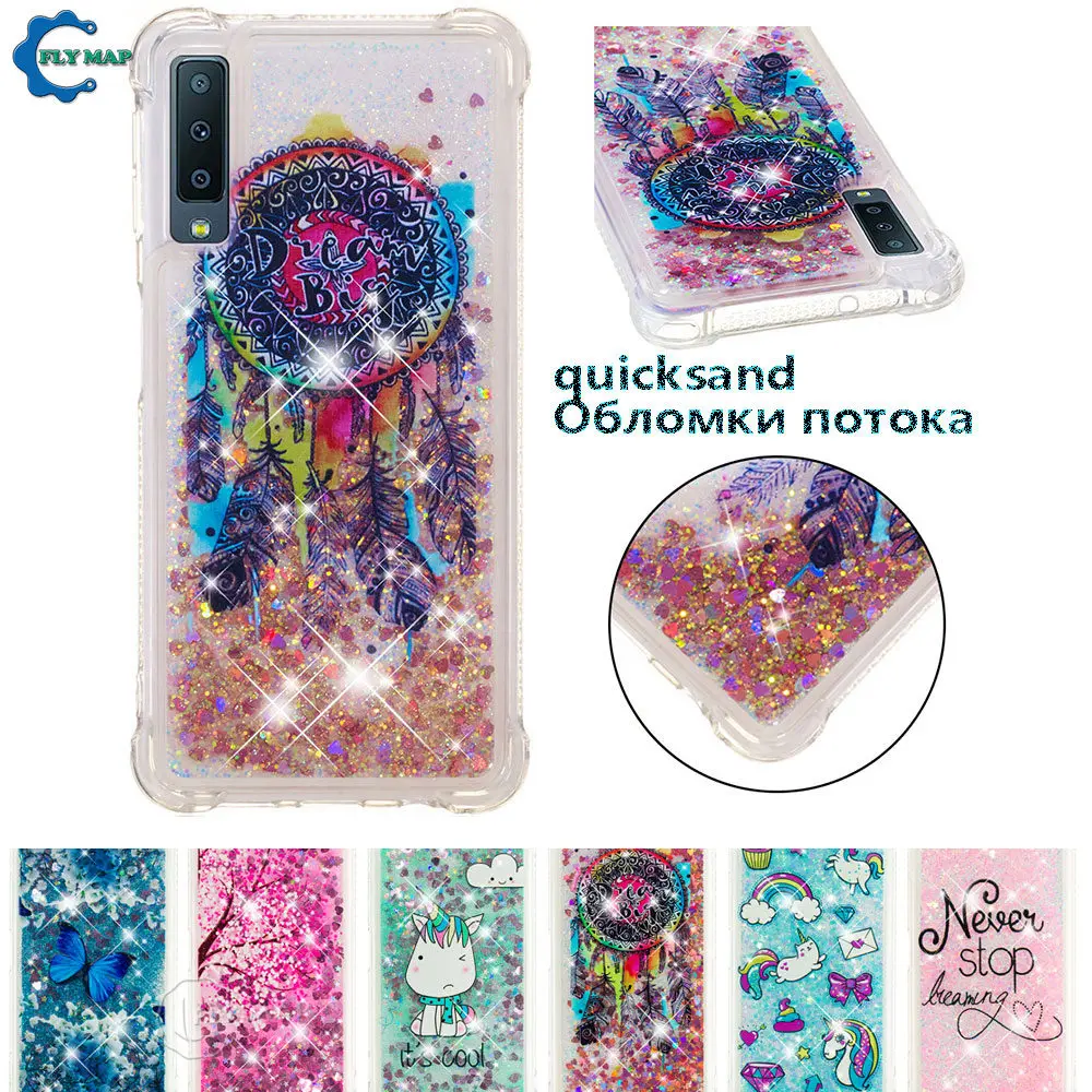 Case For Samsung Galaxy A7 2018 A750 A750FN A750F A750F/DS SM-A750F/DS SM-A750FN Glitter Stars Dynamic Liquid Quicksand TPU Case