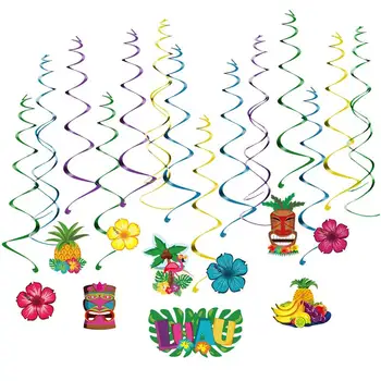 

30pcs Hawaii Dizzy Danglers Luau Party Spiral Foil Hanging Decoration