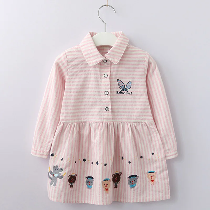 Bear Leader Girls Dress 2022 New Spring Kids Flower Embroidery Ruffled Long Sleeve Drawstring Princess Dresses For 3-11 Years | Детская