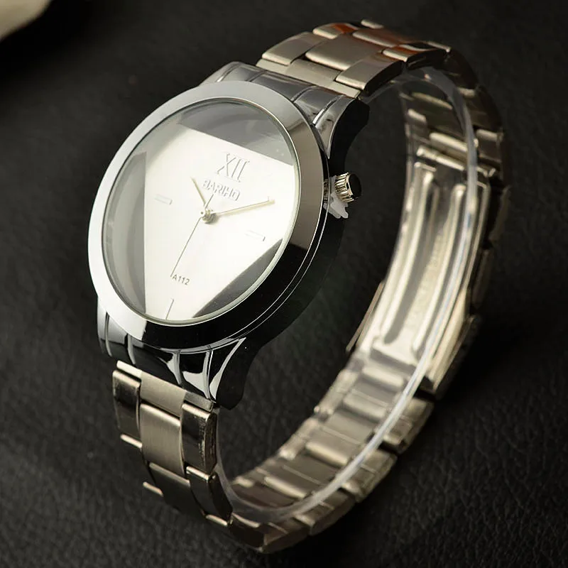 Новый треугольники в форме кварцевый аналог для мужчин наручные часы серебро Нержавеющая сталь для повседневное стильный masculino relojes