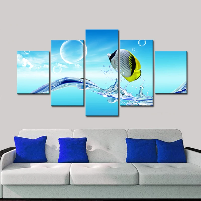 Waterproof Modern Glossy Canvas Printings Seascape Canvas Spray