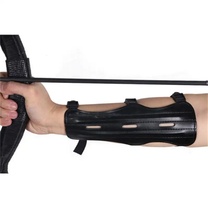 Adjustable Black 3 Strap Shooting Target Arm Archery Guard Protection