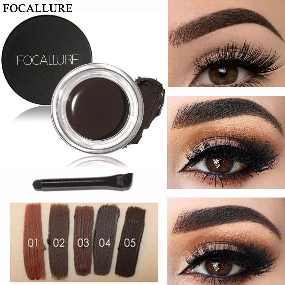

Professional Eye Brow Tint Makeup Tool Kit Waterproof High Brow 5 Color Pigment Black Brown Henna Eyebrow Gel With Brow Brush