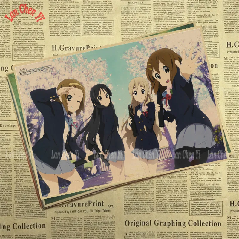 Японское аниме K-ON матовая крафт-бумага плакат украшение интерьера живопись - Цвет: Синий