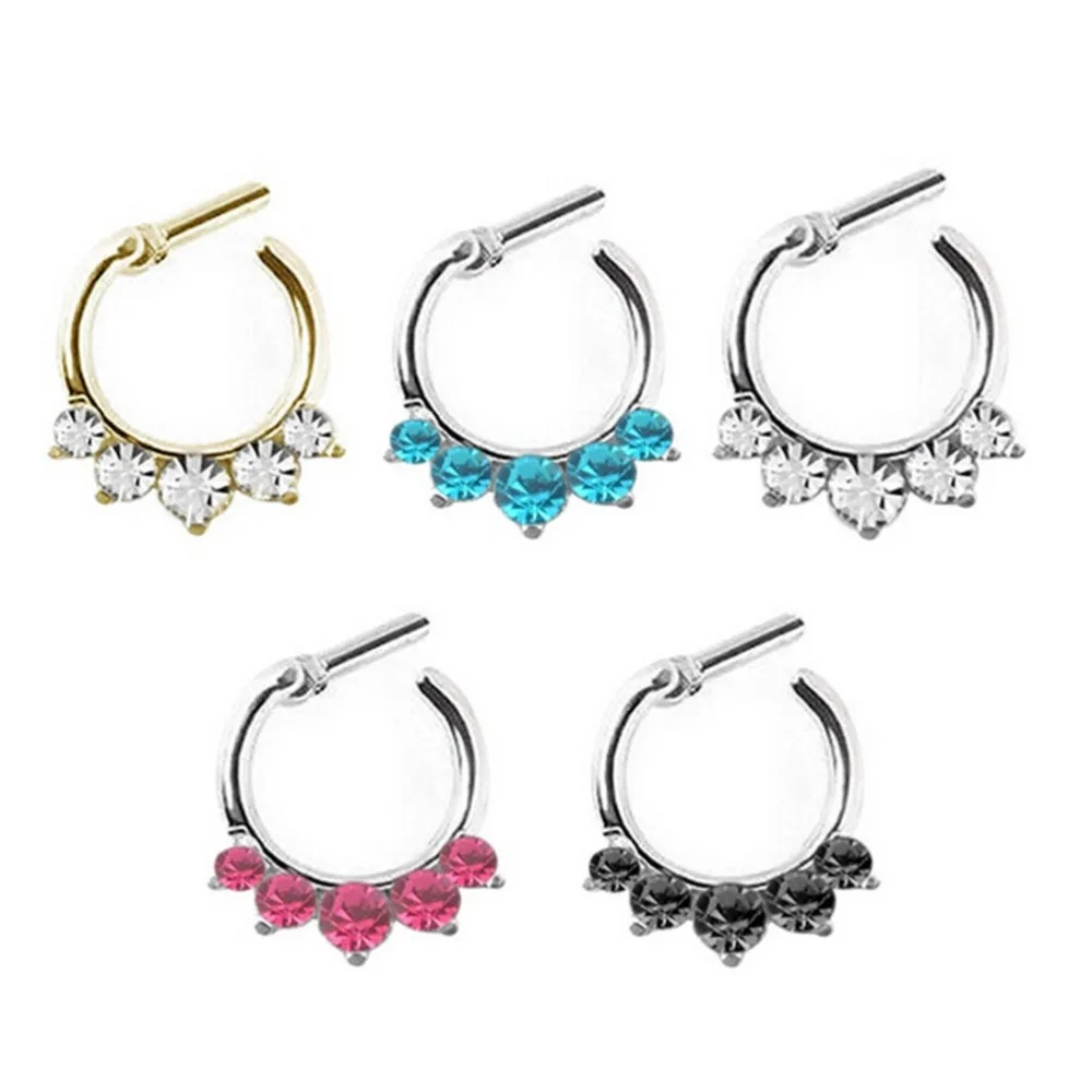 

1Pc 5 Colors Body Jewelry Rhinestone Fake Septum Piercing Punk Nose Ring Hanger Clip Nose Hoop Septum Body Jewelry
