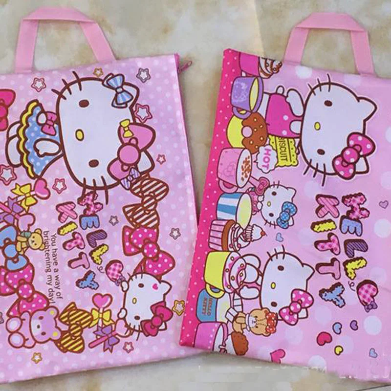 

1 Pcs Hot Cute Hello Kitty A4 File Bag Double Layer Mesh Document Bag File Folder Stationery Filing Production School Supply