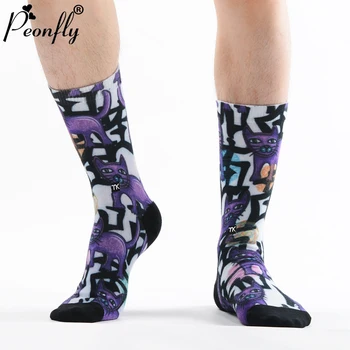 

PEONFLY NEW creative socks Men and women fun animal cartoon printing head fashion graffiti art socks
