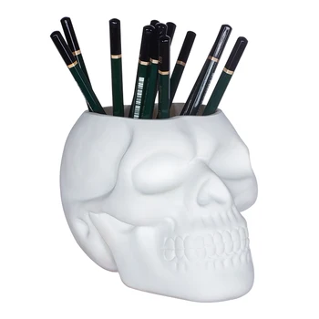

3D Skull Head Figure Skeleton Ornament Stationery Holder Makeup Storage Container Flower Pot Box Office Home Decor Free Shipping