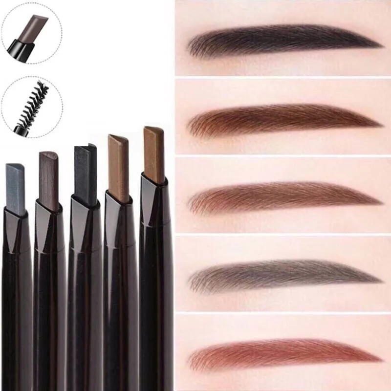 

Eyebrow pencil 2 in 1 Cosmetics Makeup Double Head Eyebrow Pencil with Brush Waterproof Rotatable Triangle Eye Brow Tatoo Pen