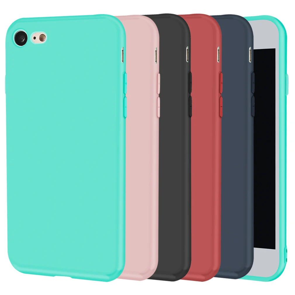 Силиконовый чехол для Iphone 7 8 Plus X 6 S Coque черный милый матовый из ТПУ мягкий ультра