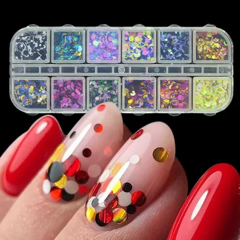 1 Set Mixed Color 3D Ultrathin Sequins Nail Glitter Flakes 1/2/3mm Sparkly DIY Tips