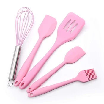 

5/6Pcs Food Grade Silicone itchen Cooking Tools Pink kitchenware Durable Cooking Utensils Eco-friendly Kitchen Baking Tools
