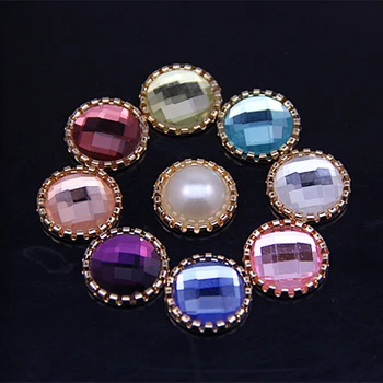 

2016New 100Pcs ABS Round Acryl Rhinestone Button Embellishment button DIY accessories PLY01-PLY02
