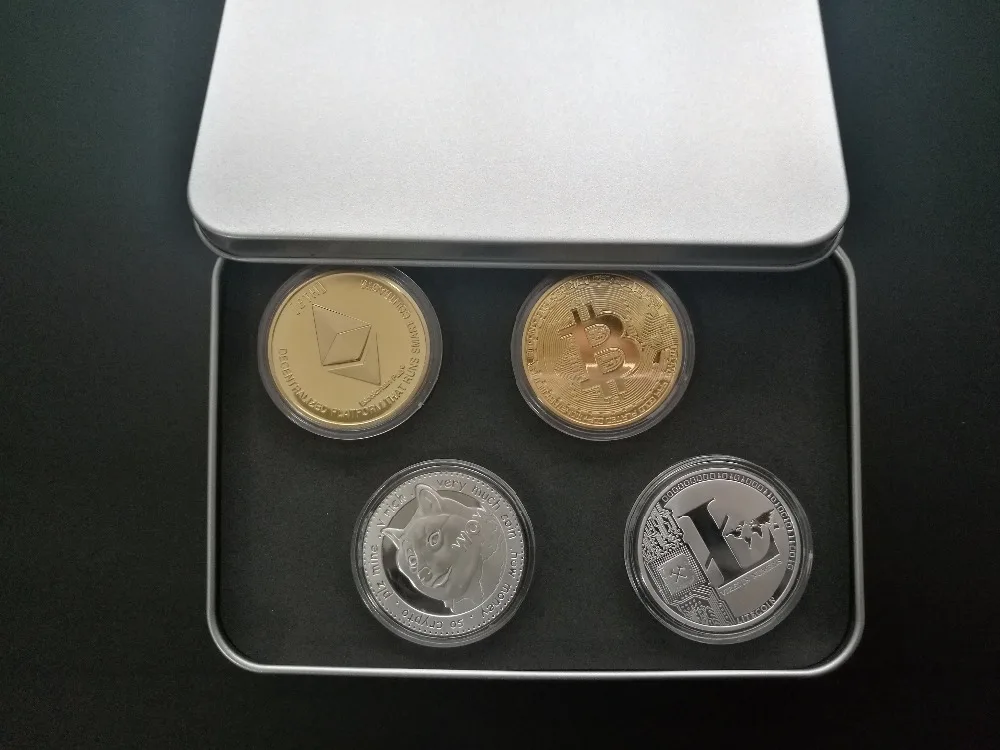 Новое поступление комплект из 4 предметов американская Биткоин Litecoin эфириум DogeCoin