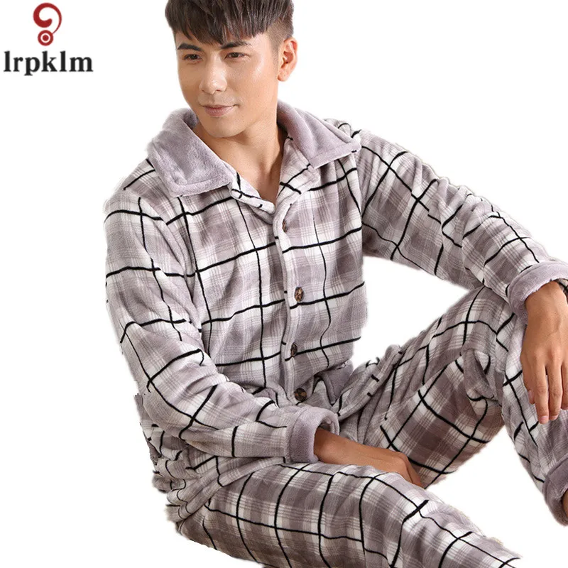 Pijama Hombre зимняя утепленная мужская Пижамный комплект пижамы мужской Flannel sleep set коралловый флис Lounge L-XXL SY677