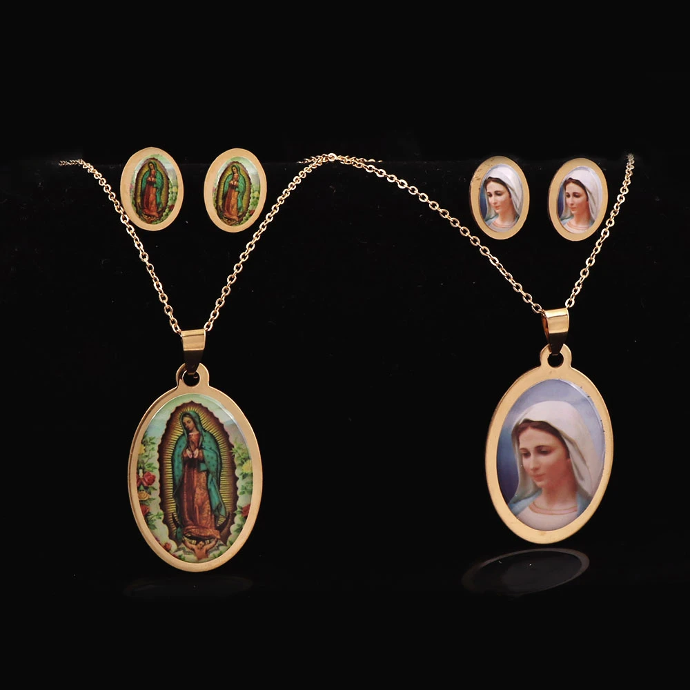 Highquality Oval Virgin Mary Christian Catholic Necklace For Women