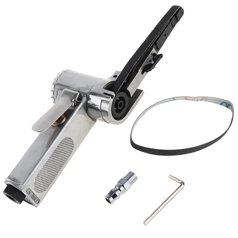 

Linear 7100 10mm Pneumatic Air Belt Sander Drawing Machine Polishing Grinding Die-casting with 2pcs Sanding Belts Durable