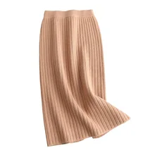 Утолщение более вязание плиссированные юбки зимние теплые большие размеры юбки Модное вязание Сплит Обтягивающая одежда юбка