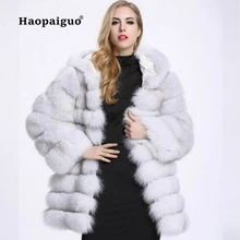 Осенне-зимнее пальто из лисьего меха, свободный толстый теплый искусственный жилет, меховой жилет средней длины, черные женские куртки, большие размеры XXXL