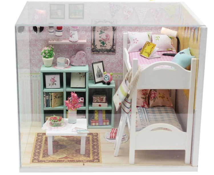 YunNaSi diy Кукольный дом Миниатюрный Кукольный домик пылезащитный чехол 3D деревянные игрушки для детей miniaturas para casa de munecas набор для кукольного домика