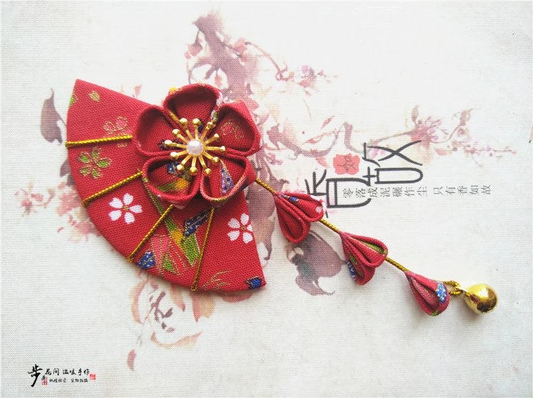 [Шаг] Японские импортированные из Японии и ветряные цветы, Ротанговые веерные колокольчики аксессуары для волос на основе гейши COS kimonos hanfu