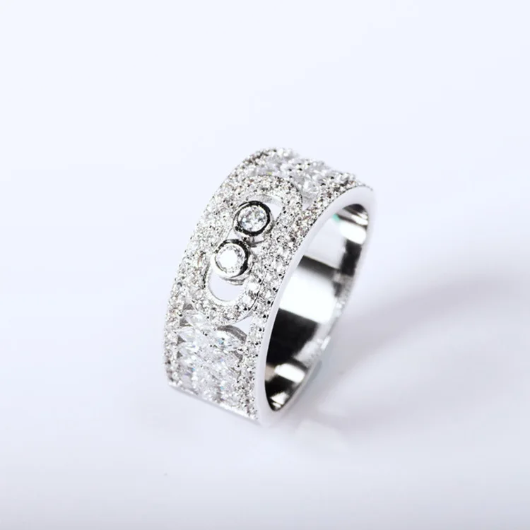 

Hot Sale Two Moveable Full Rhinestone CZ Gold Color / Silver Color Rings
