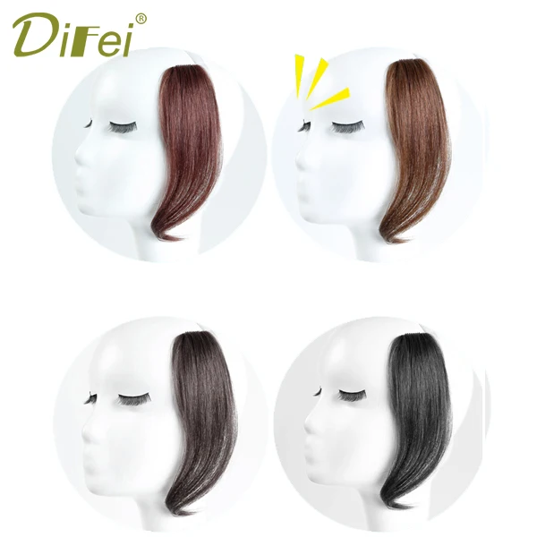 

DIFEI Long Clip In on Front Hair Bang Side Fringe Hair Extension Real Natural Synthetic Bangs Hair Piece for Women