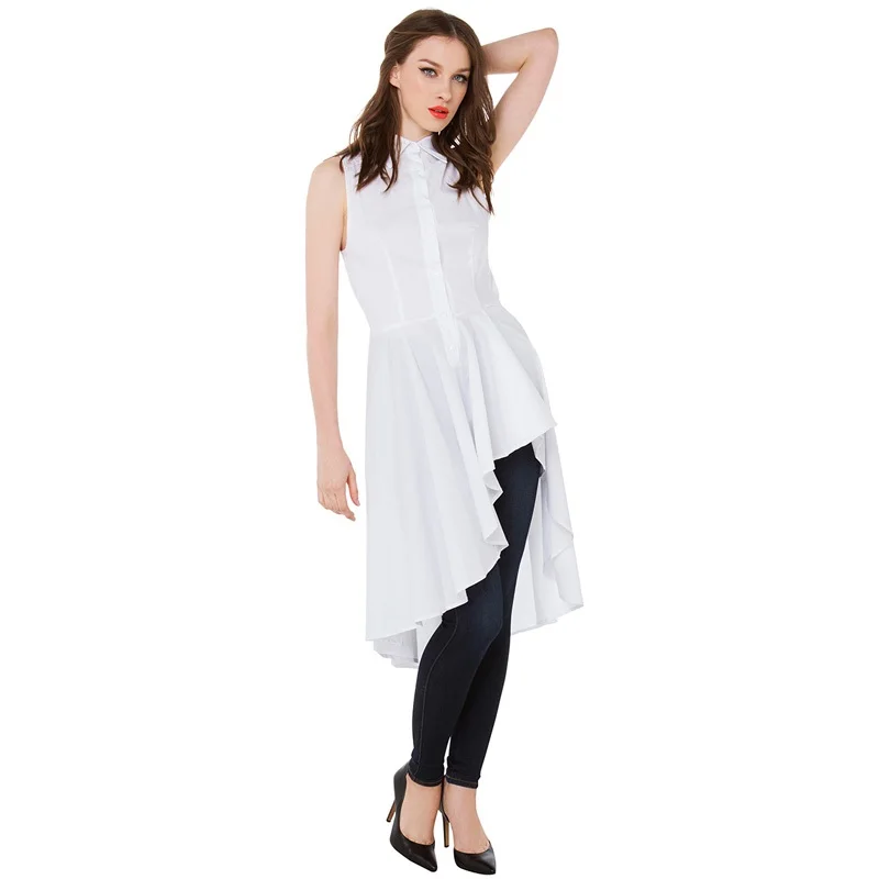 Popular White Sleeveless Shirt Dress-Buy Cheap White