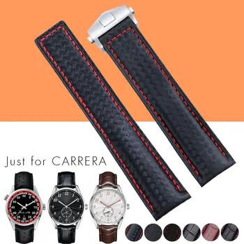 

19mm/20mm/22mm Genuine Leather Fiber Watch Band For T a g Watch Man Rubber Watch For Strap Durable Replacement Black Blue Brown