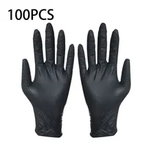 100 шт Одноразовые черные перчатки для уборки дома, моющие перчатки, нитриловые лабораторные перчатки для маникюра, медицинские антистатические перчатки для тату