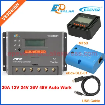 

PWM EPEVER 30A VS3048BN 30amp solar Charger Controller 48volts LCD display bluetooth and USB cable connection MT50 meter