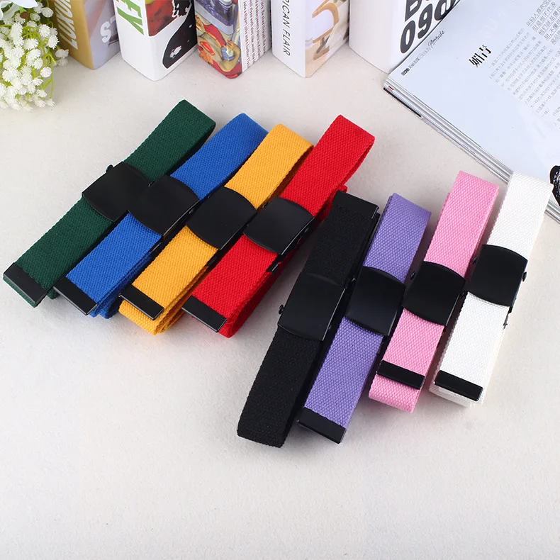 

2019 New Designer Ladies White Pink Yellow Black Wide Fabric Web Waist Belt Canvas Long Harajuku Belts for Women Men Jeans Pants