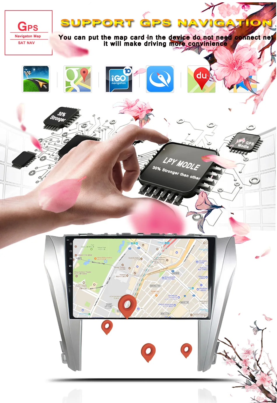 Discount HD IPS 1024*600 Android 9.0 4G RAM car audio a/v multimedia gps navi system For toyota camry 2015 2016-19 3/4g wifi rds dab dvr 6