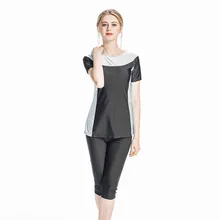 Женский мусульманский купальный костюм с крышкой, однотонный купальник с узором женская пляжная одежда