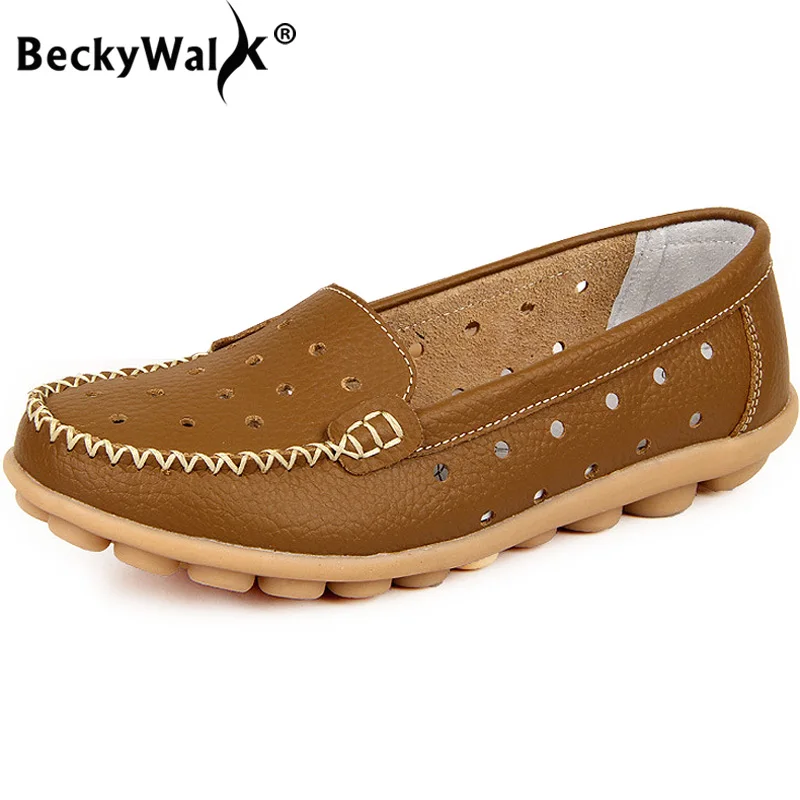 Туфли BeckyWalk женские летние дышащие оксфорды натуральная кожа без застежки лоферы